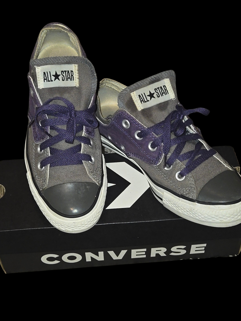 Converse All Star Low Top Sneakers in Gray and Purple